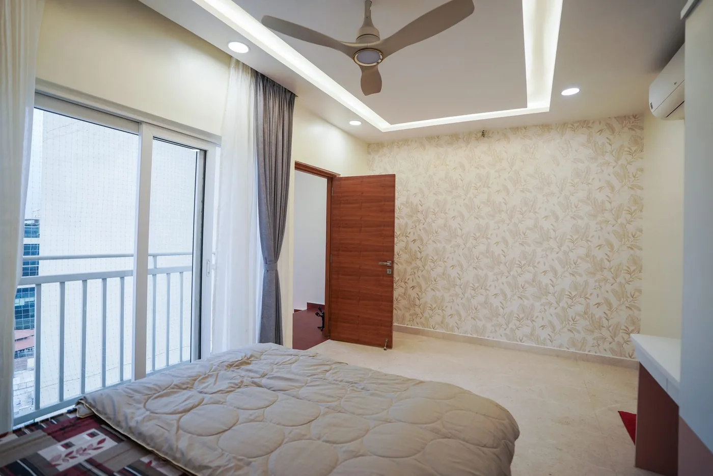 RMZ City View Bedroom Balcony Interior Design